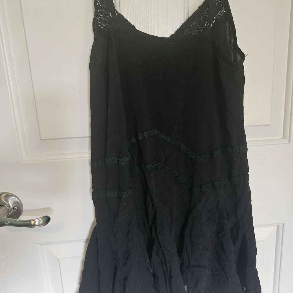 The Hanger Black Beach Cover-up Sheer Slip Dress w/ Zig Zag Pattern Women's Sz S